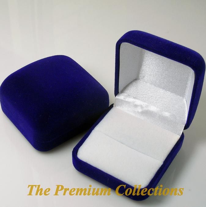 Square Navy Blue Velvet Ring Box Jewelry Gift Box  