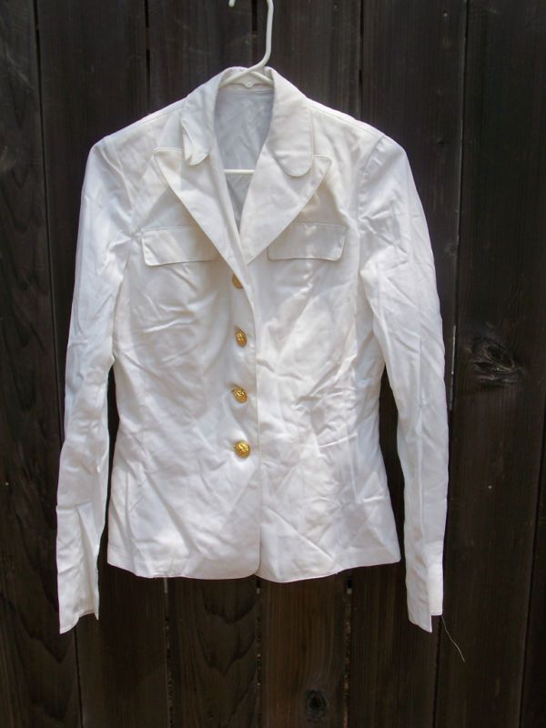 US NAVY WOMENS WHITE UNIFORM JACKET SZ 12 R W184  