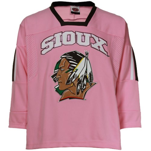 North Dakota Fighting Sioux Light Pink Twill Hockey Jersey   XL  