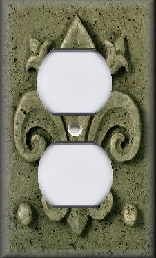 Light Switch Plate Cover   French Fleur De Lis   Sage Green  