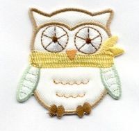 OWL BABY DESIGN CREAM/PASTELS IRON ON APPLIQUE/PATCH  