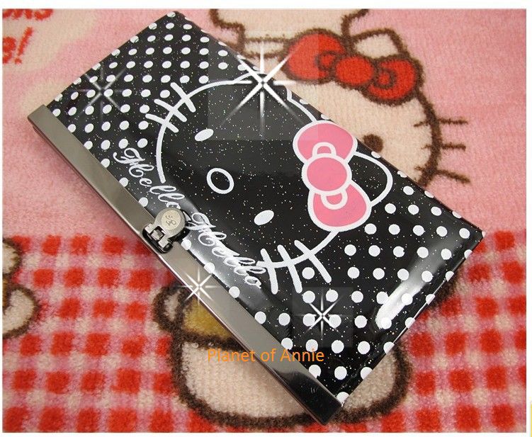 Super Shining Black HELLO KITTY Wallet Purse bag case  