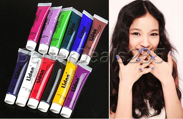 12 Colors 3D Gel Paint Brush Tube Acrylic Nail Art Tip  