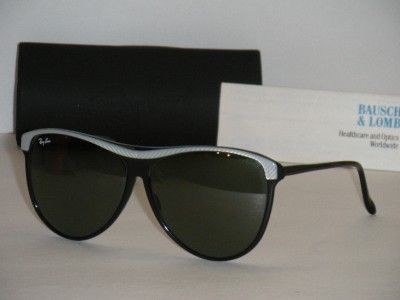 RAY BAN VINTAGE B&L USA W0350 BLACK FRAME PEARLIZED WHITE TRIM 60MM 