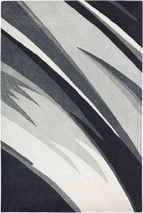 Area Rug 2.6 x 8 Runner Wool Modern Contemporary Black Grey  