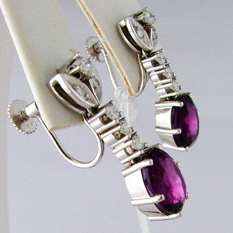 50 CT Amethyst Diamond Ladies Earrings 14k White Gold  