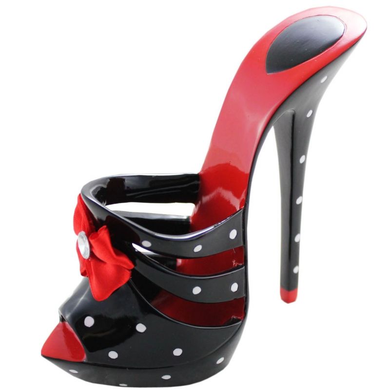 Red Black Polka Dot Shoe High Heel Brush Pen stiletto Holder in nice 