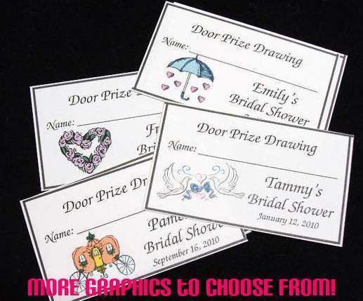 Personalized ~ Wedding Bridal Shower Door Prize Drawing Tickets ~ Many 