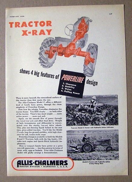   Chalmers Tractor Ad Tractor X Ray shows 4 big features of Powerline