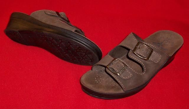 Vera Pelle Slides/Sandals Size 9 Brown Leather Shoes  