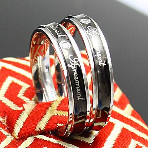 2pcs Stainless Steel wedding engagement Promise Ring  