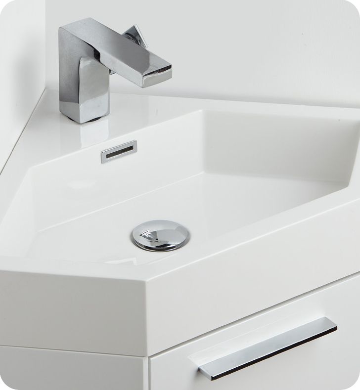 Fresca Coda 18 White Modern Corner Bathroom Vanity FVN5084WH  