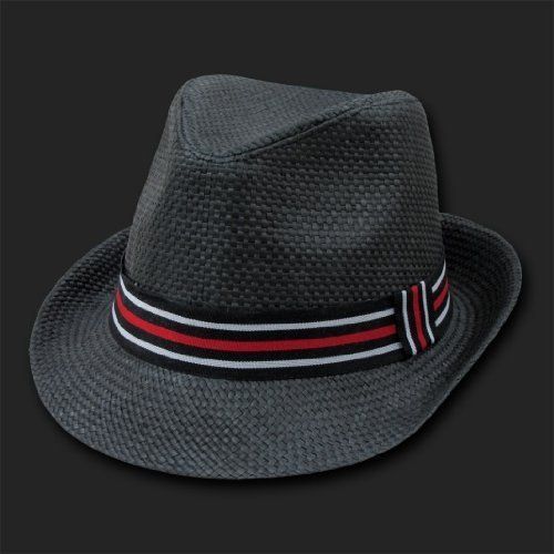 DARK GREY PAPER STRAW FEDORA HIPSTER MIAMI HAT CAP HATS  