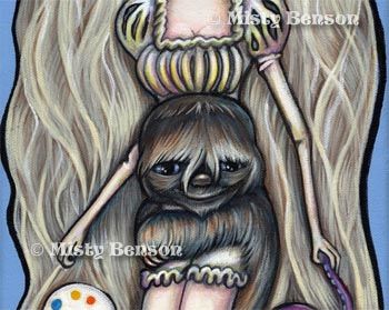 sloth 7 sins art fantasy octopus pop surrealism 13x19  