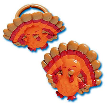 THANKSGIVING TURKEY Cupcake Rings Cake Toppers 24  