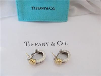 Tiffany & Co. Sterling Silver & 18K Hoop Omega Earrings  