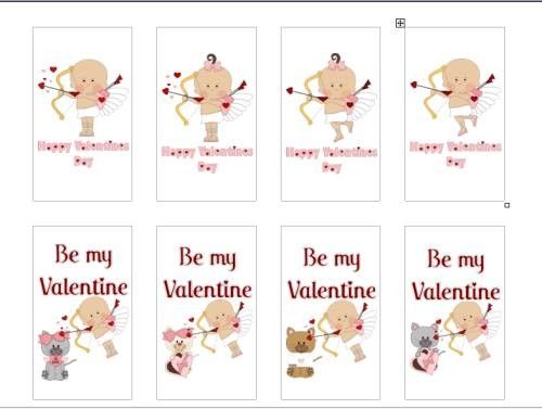 Printable Cupid Childrens Valentine Cards, Digital File