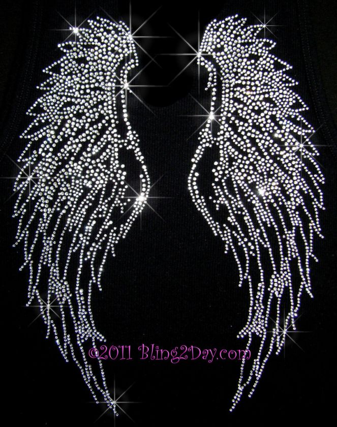 HUGE ANGEL WINGS RHINESTONE IRON ON TRANSFERS HOT FIX  