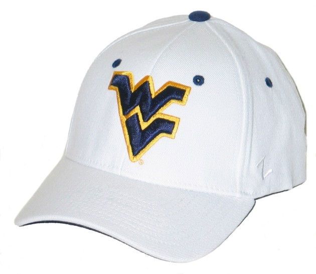 WEST VIRGINIA MOUNTAINEERS WVU ZH WHITE FLEX FIT FITTED HAT/CAP XL NEW 